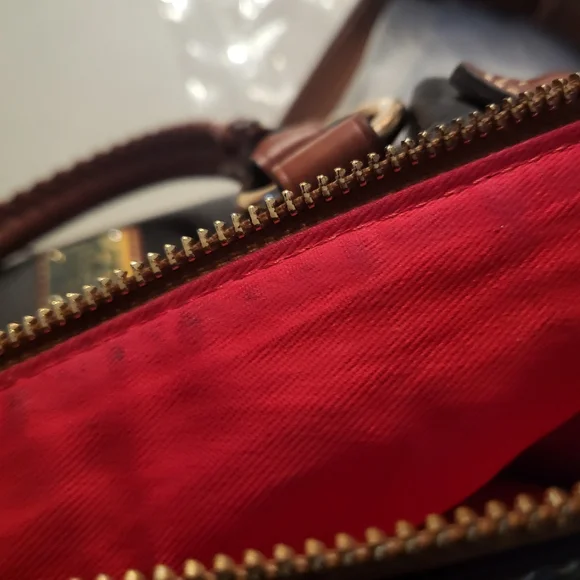 Dooney & Bourke Black and Brown Structured Leather Satchel - Picture 12 of 13